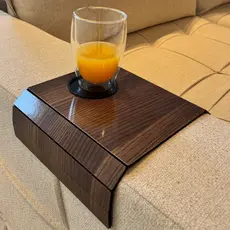 Suporte Bandeja Porta Copo Braço Sofá Esteira Flexível De Madeira