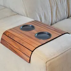 Suporte Porta Copo Braço Sofá Esteira Bandeja Flexível De Madeira Envio Rápido