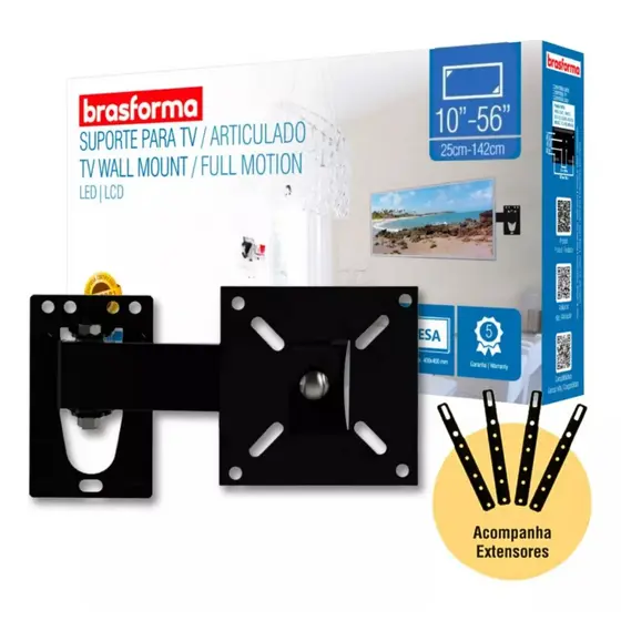 Suporte Tv tri Articulado 32 37 40 42 49 50 Led bra3.0