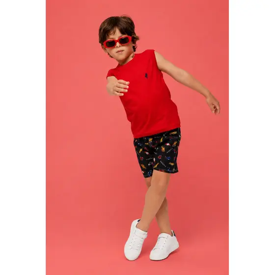 Conjunto Infantil Menino Regata + Bermuda Algodão Verão Roupa Infantil Masculina 2 ao 12 Anos ESTAMPA ALEATÓRIOA