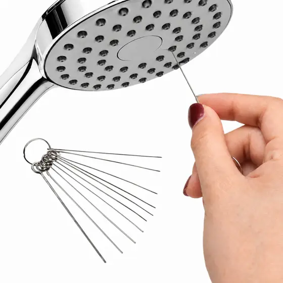 Kit 10 Agulhas Escova Desentupidor Chuveiro Limpeza Multiuso Bicos Furos Aço Inox