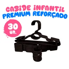 Kit 30 Cabides Infantil Bebê Baby Reforçado Preto Plástico Cruzeta Roupa Resistente Premium