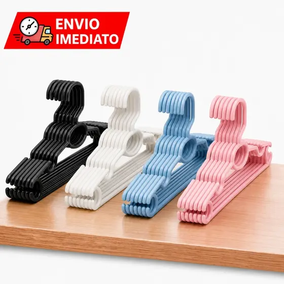 Kit até 100 Cabides Infantil Bebê Baby Reforçado Plástico Cruzeta Roupa Resistente Premium