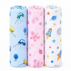 Kit 3 Cueiros Flanelados Bebê 100% Algodão 80x50 Estampados Menino Menina