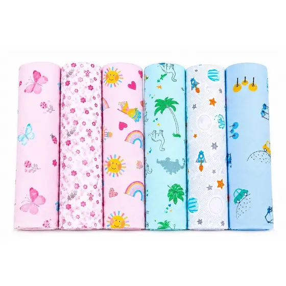 Kit 6 Cueiro Flanelado Liso Estampado bebe 80x50cm 100% algodão Menino Menina