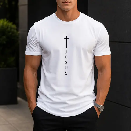 Camisetas Masculinas, Camisa Adulto, Camisetas jesus, Camisetas Algod茫o, Camiseta religiosa