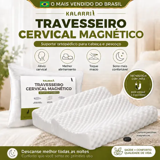 Travesseiro CERVICAL Ortopédico Magnetico com Infravermelho Terapêutico Pillow Anatômico Anti Ronco