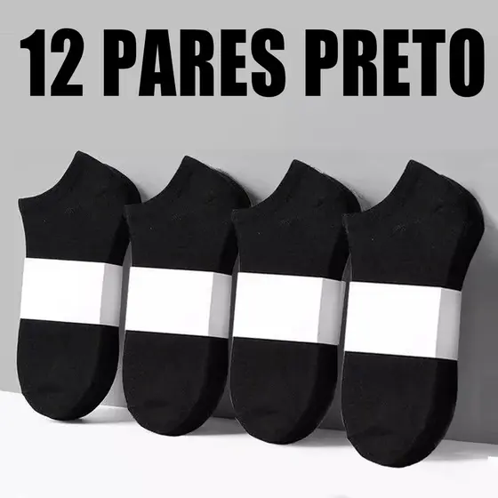 Kit 3 a 12 Pares de Meias Soquete Unissex ótima qualidade Masculino Feminino Preto 38-44