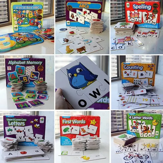Jogo educativo de quebra-cabeça com cartas de correspondência para crianças de 2 a 3 anos, para desenvolvimento cognitiv