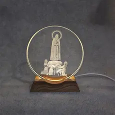 Luminária Nossa Senhora de Fátima Decorativa em Vidro 8 cm USB Led Abajur de Mesa