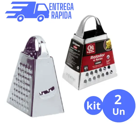 Kit 2 Mini Ralador de Inox 4 faces para queijos, temperos e especiarias