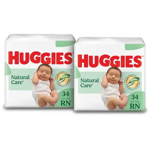 Kit 2 - Fralda Premium Huggies Natural Care RN 34 Un