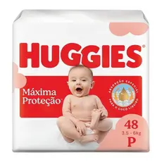 Huggies Fralda Descartável Máxima Proteção P - 48 Un