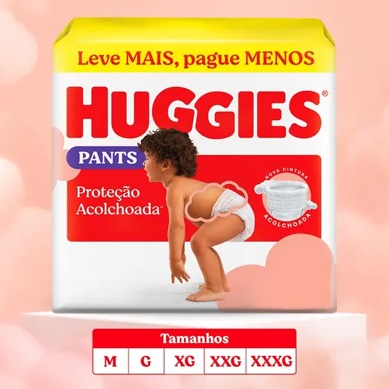 Fralda Pants Huggies Proteção Acolchoada M/G/XG/XXG/XXXG