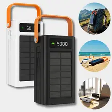Carregador Solar Portátil 50000mah Turbo Rápido Power Bank Grande Tela Digital