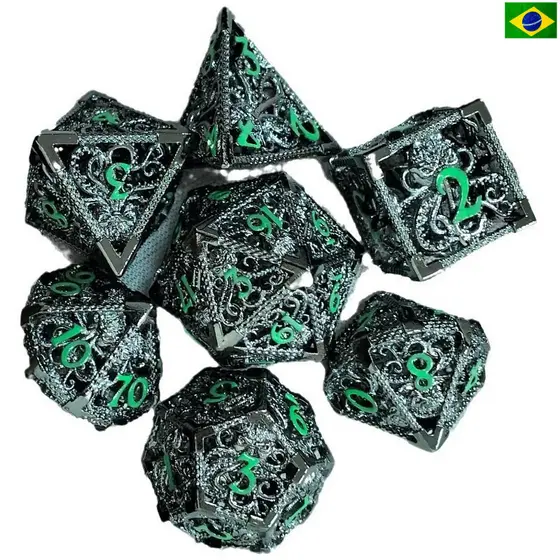 7 dados de metal vazios | Conjunto de Jogo RPG DND - Perfeito para Jogos de Tabuleiro 4123