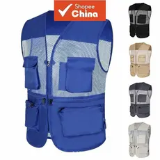 Colete Masculino Sem Mangas em Malha para Pesca ao Ar Livre, Fotografia com Múltiplos Bolsos, Impermeável V74V 1175