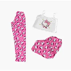 KIT 3 PIJAMA,CALÇA ,BLUSA E CROPPED PERSONAGENS POÁ ESTRELA