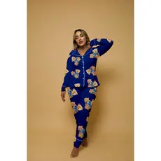 PIJAMA ESTILO AMERICANO LONGO ESTAMPA URSINHOS AZUL