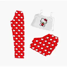 CONJUNTO 3 PEÇAS CALÇA,BLUSA E SHORTS PERSONAGEM VERMELHO MORANGO