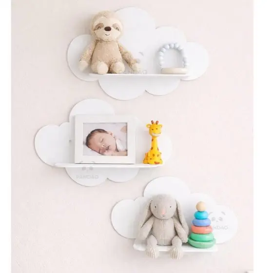 Kit Tres Nichos Modelo Nuvem Prateleira Organizadora Para Decoração Quarto Bebê