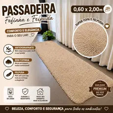 Tapete Passadeira Felpuda Antiderrapante 2,00x0,60 Premium Luxo