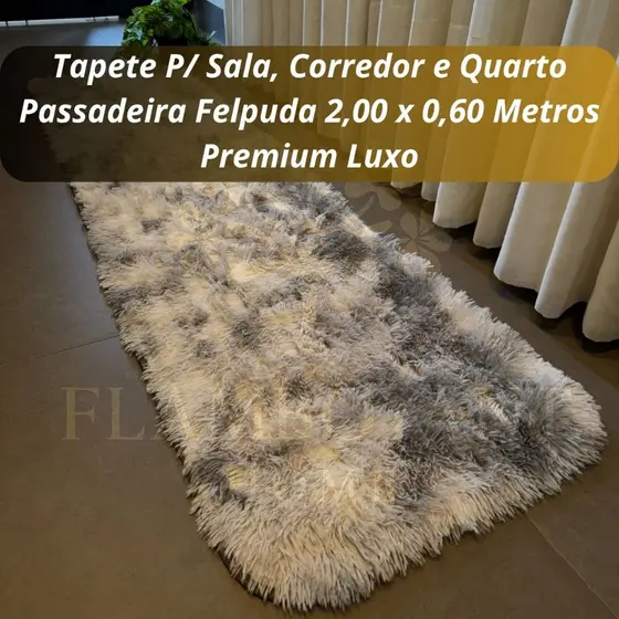 Tapete Sala Corredor Quarto Passadeira Peluda 2,00x0,60 Premium Luxo