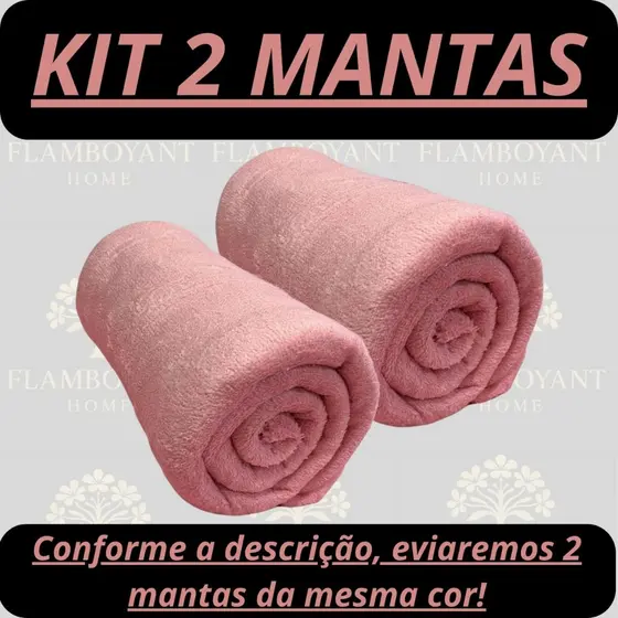Kit 2 Peças Cobertor Manta Casal Mesma Cor
