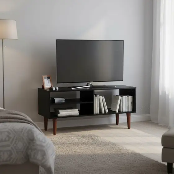 Rack Hack 90cm TV 43 Polegadas Sala Apoio Aparador Bancada Prateleira Estante Canto Chão Pé Retro