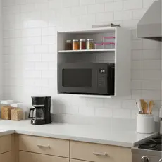 Nicho Suporte Duplo Parede 60cm Microondas Forninho Airfryer Eletrodoméstico Temperos Branco MDF
