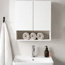 Armário Aéreo Cozinha Nicho Suspenso Parede 2 Portas Lavanderia Banheiro Modulado Compacto Gabinete
