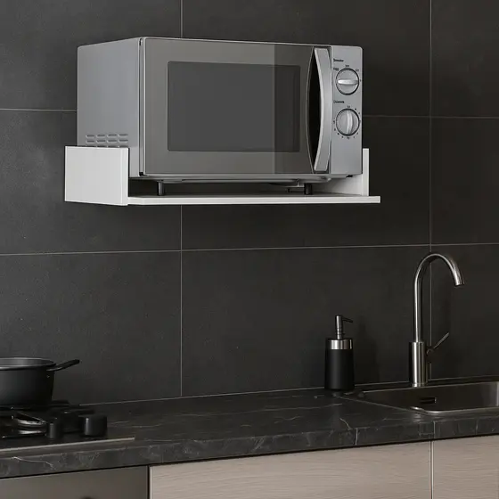 Suporte Flutuante Parede Microondas Airfryer Forninho Impressora Eletrodoméstico Cozinha Branco MDF
