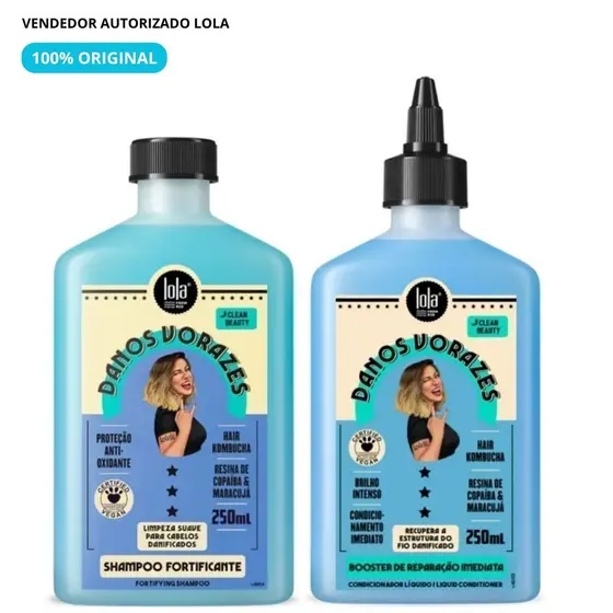 Kit Danos Vorazes Shampoo 250ml + Booster Condicionador 250ml Lola Cosmetics