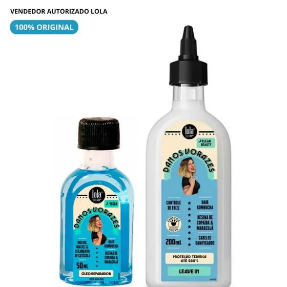 Kit Danos Vorazes (2 Produtos) Leave -in + Óleo Lola Cosmetics