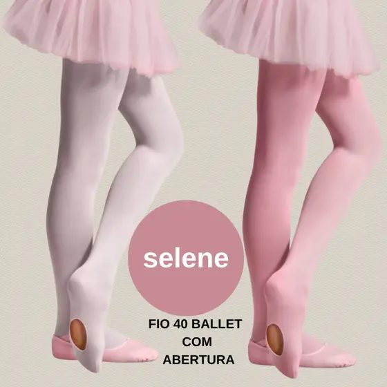 Meia Calça Infantil Ballet Selene com abertura Fio 40