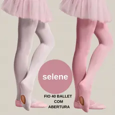 Meia Calça Infantil Ballet Selene com abertura Fio 40