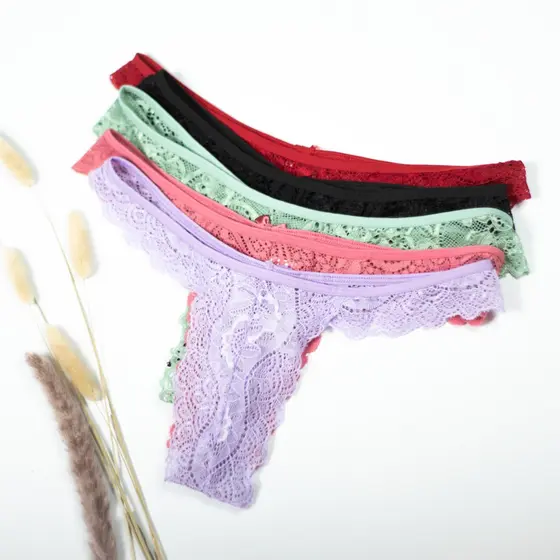 Kit 10 Calcinhas Tanga Feminina de Renda Fio Confortável Poliamida