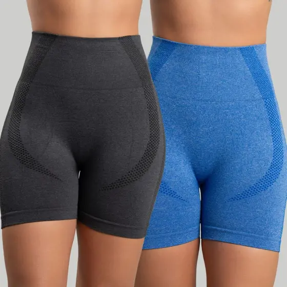 Kit 2 Short Levanta Bumbum Roupa Academia Confortável Sem Costura Microfibra