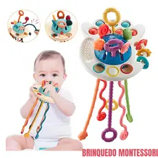 Chocalho Mordedor para Bebê Montessori Brinquedo Desenvolvimento Sensorial
