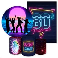 Capas de Painéis, cilindros e Kits completos Sublimados para Festa Tema Anos 80 e Retrô
