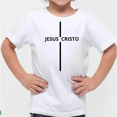 Camiseta Gospel Evangélica Infantil Cruz Jesus Novidade