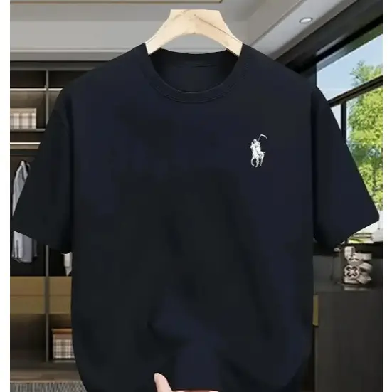 Camiseta Masculina de Algodão - Design Elegante no Peito Esquerdo,  para Eventos Casuais e Formais