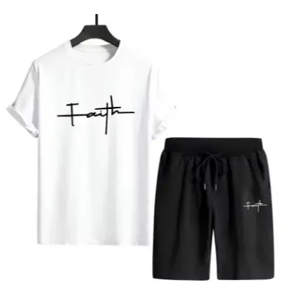 Kit Camisa E Short Conjunto  2 pçs conjunto urbano casual moda esportiva masculino casa conforto ao ar livre