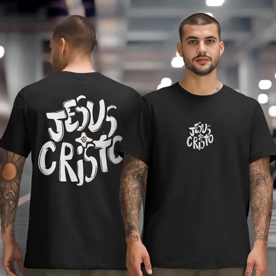 Camiseta JESUS CRISTO OVERSIZD Camisa Cristã Streetwear Alta Qualidade Frente E Costas