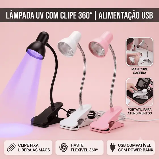 【DIY】Lâmpada de Secagem de Esmalte em Gel Sem Segurar, Fixável na Mesa para Manicure Caseira