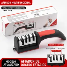 【4 EM 1】Amolador De Faca 4 Estágios Profissional Afiador Cozinha Tesoura Rápido Antiderrapante Manual