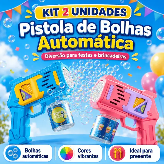Lança Bolhas de Sabão com Luz Brinquedo Infantil Arminha de Bolha Diversão Crianças