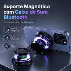 Caixa De Som LED Bluetooth magnético portátil atmosfera colorida RBG mini Speaker à prova d'água