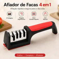 Afiador De Faca Profissional Amolador 4 Em 1 Tesoura Cozinha Churrasco Ergonomico Rapido Antiderrapante Premium