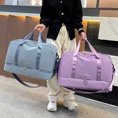 Bolsa de Viagem Grande Capacidade com Compartimento Duplo | Bolsa Academia Esportiva Multifuncional